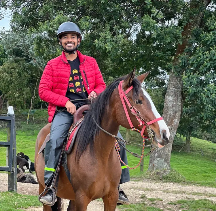 Parth horse riding in Colombia